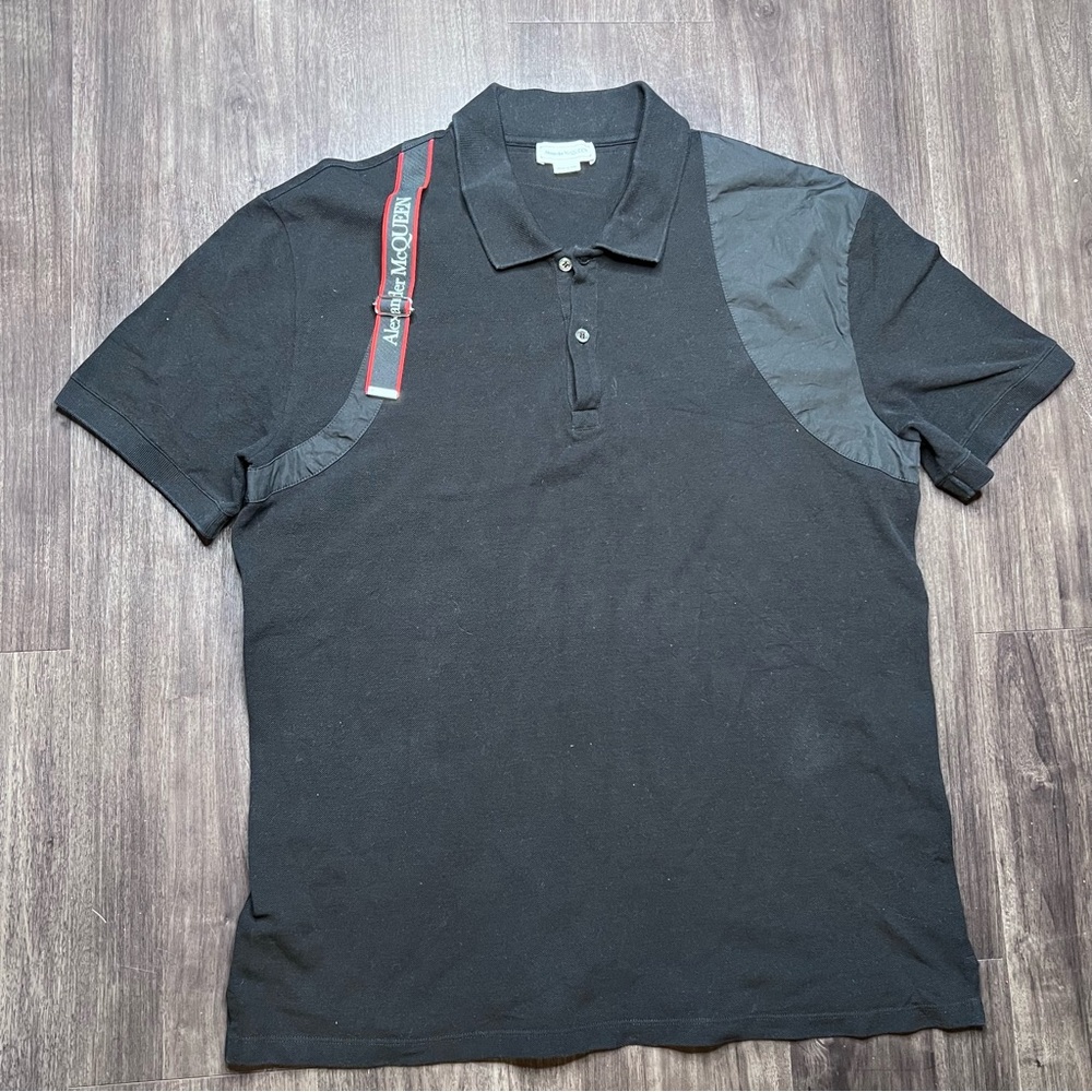 Alexander McQueen Harness Black Polo Shirt Classic Design
